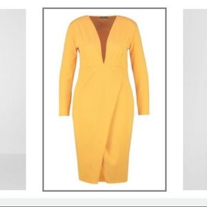 Plunge Wrap Midi Dress